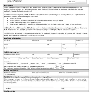 TxDMV VTR-66 - Application for Timed Temporary Permits