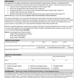 TxDMV VTR-71-6 - Application for Authority to Dispose of an Abandoned Nuisance Vehicle to a Demolisher