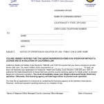 LIC 195A - Notice Of Operation In Violation Of Law - Family Child Care Home