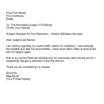 Letter to Judge for Traffic Fine Reduction