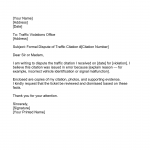 Traffic Ticket Dispute Letter Example